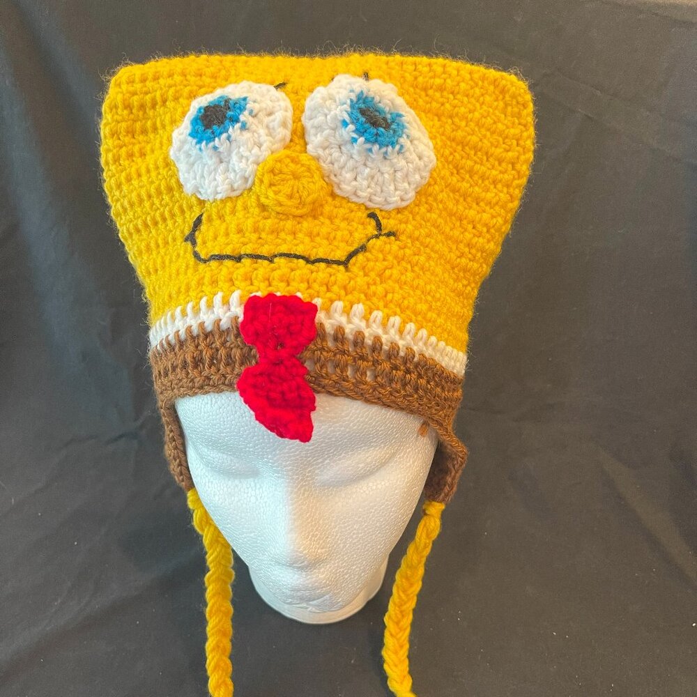 NWT Hand=Crocheted SpongeBob Hat